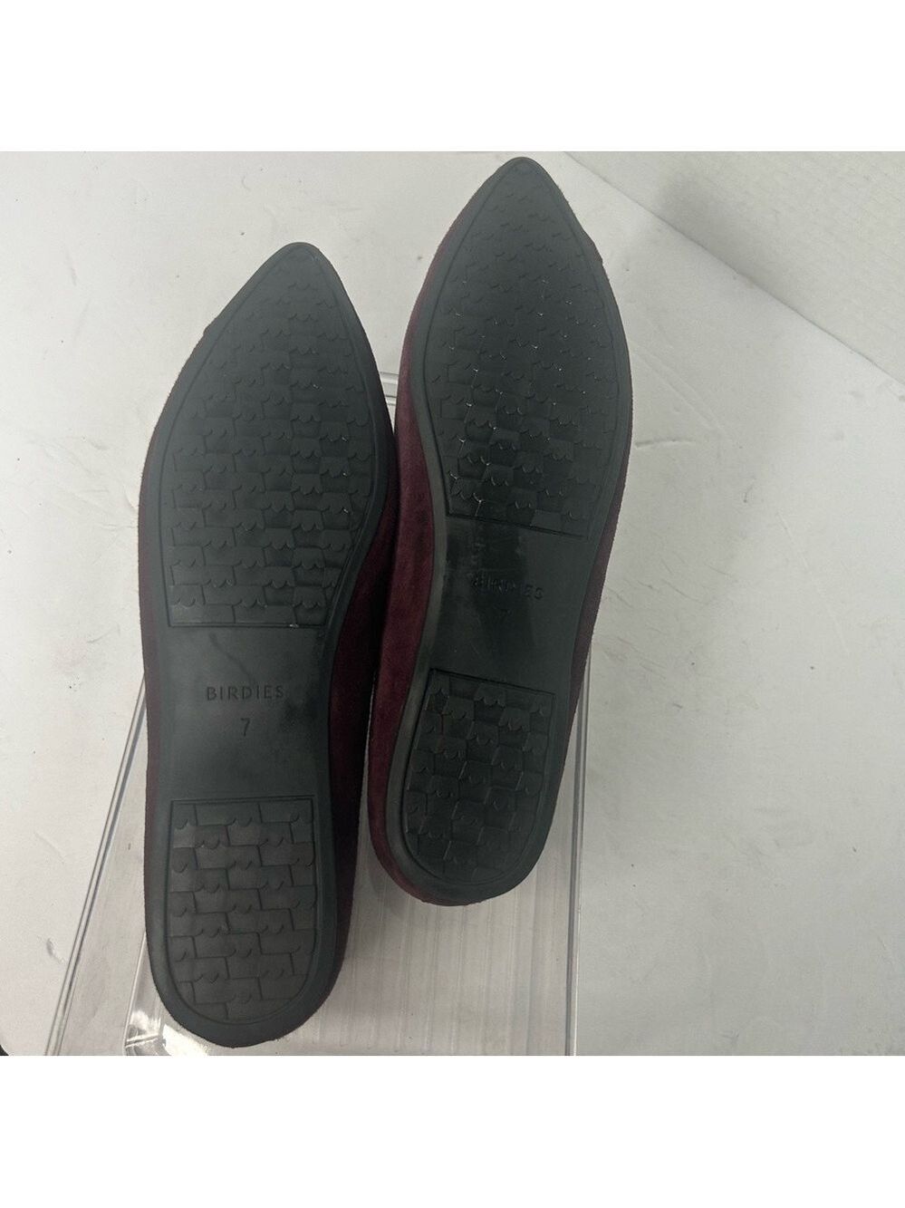 NEW Birdies Women’s The Goldfinch Suede Pointed Toe Elegant Burgundy Flats 7M - Picture 6 of 7